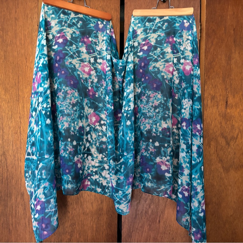 Calvin Klein Floral scarf in Teal and Purple